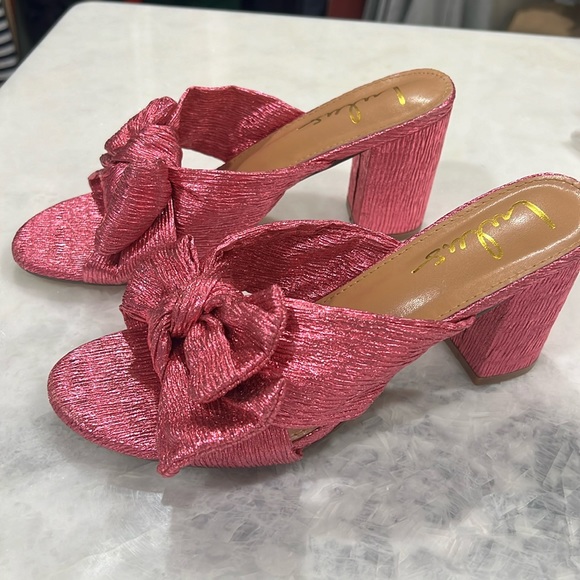 Lulus Shoes - Lulu's Pink Textured Knot Block Heel Mules